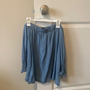 Off the Shoulder Denim Shirt